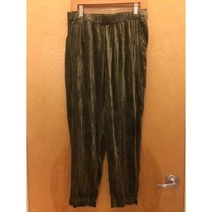 Anthropologie velvet olive green high-wasted pants